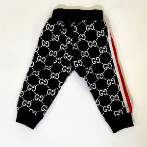 Gucci Kids Navy Joggers with Red Stripe